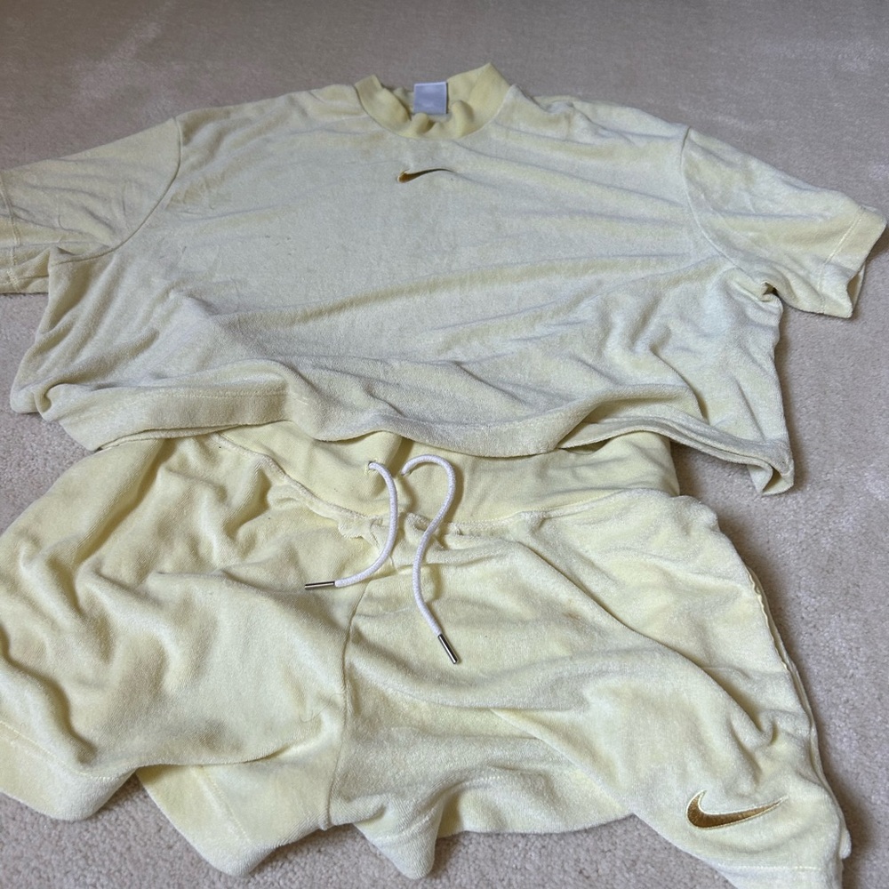 Nike Soft Yellow Terry Cloth Outfit